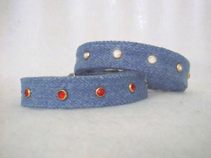 diamond ruby denim dog collars